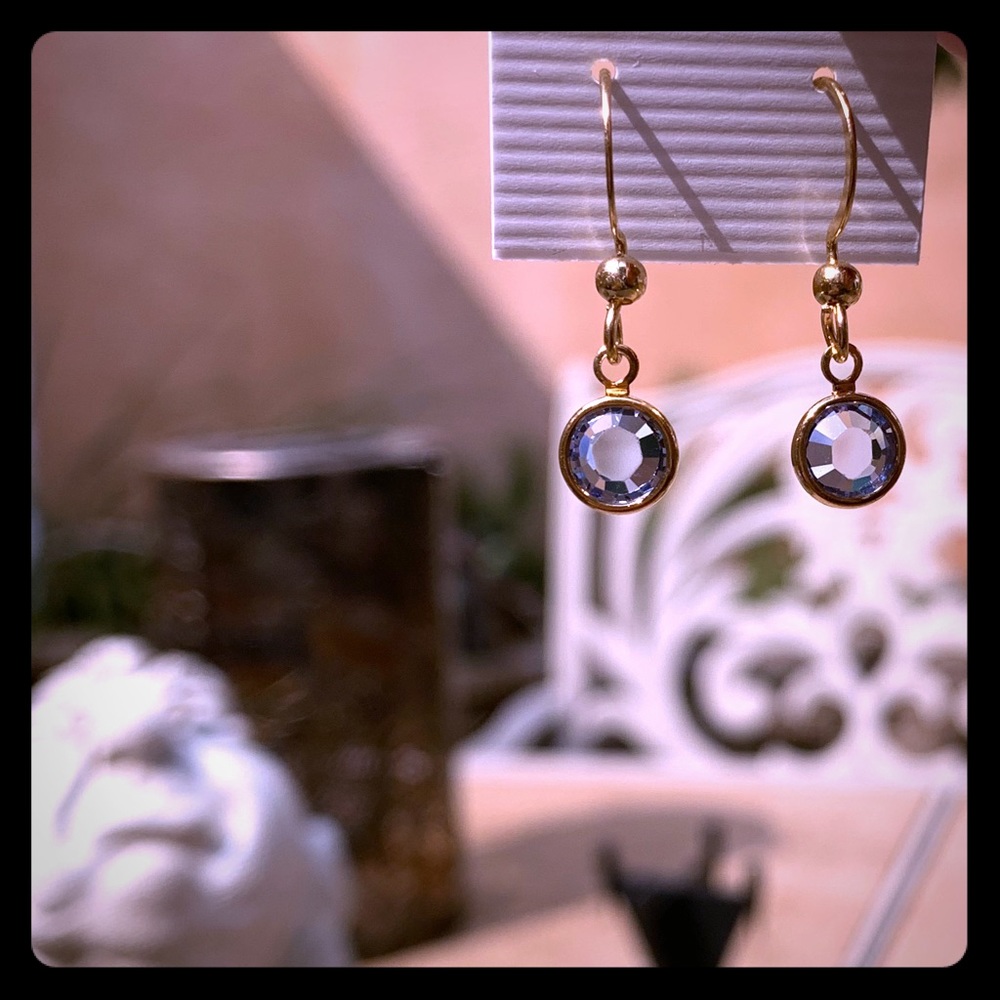 Light blue Swarovski crystal earrings in gold